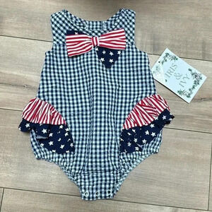 NWT IRIS & IVY 4th of july (fourth of july) romper one piece America Sz 12M